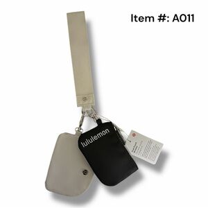 Lululemon Wordmark White & Black Dual Pouch Wristlet Keychain Wallet (A011)